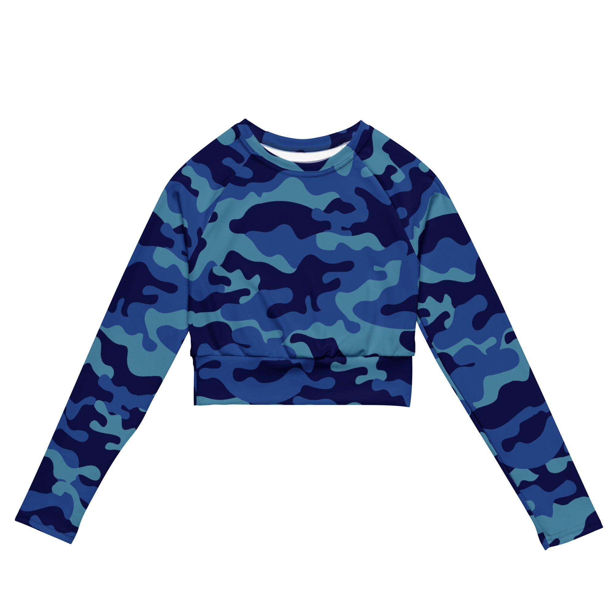 SHE REBEL - Fierce Blue Camo Recycled Crop Top UPF 50+